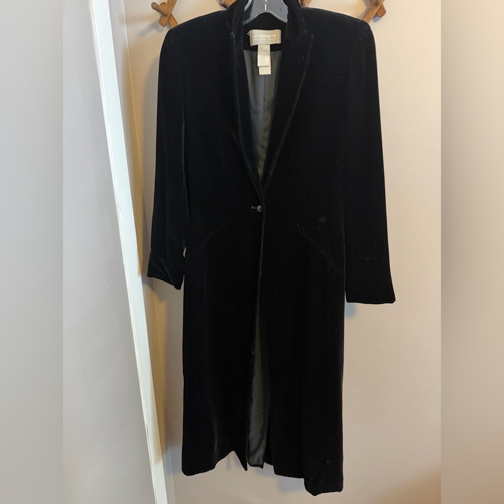 🖤 VINTAGE LIZ CLAIBORNE • Silk Blend Velvet Maxi Duster XS  🖤